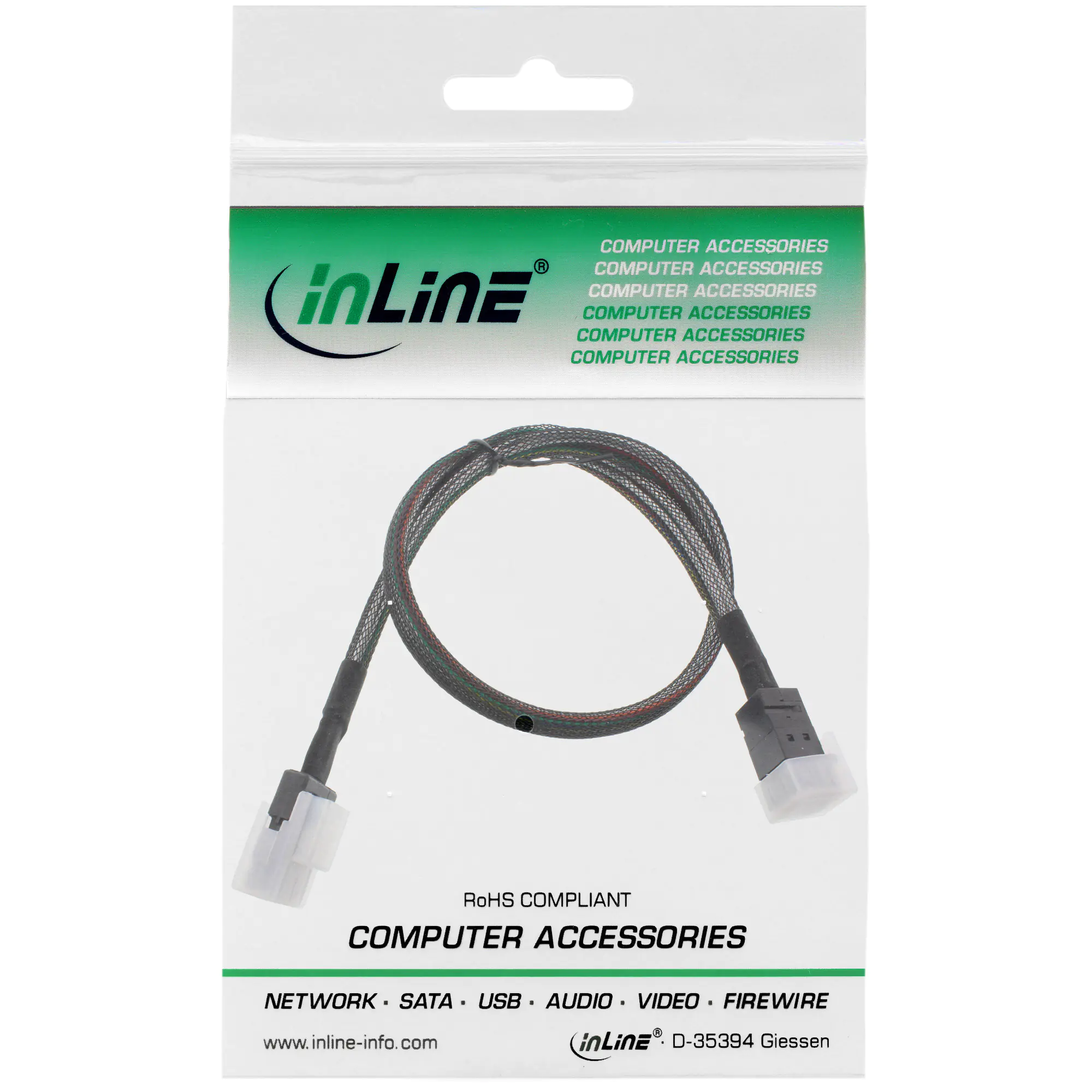 InLine Mini-SAS HD Kabel - SFF-8643 zu SFF-8087 - mit Sideband - 1m 27628B