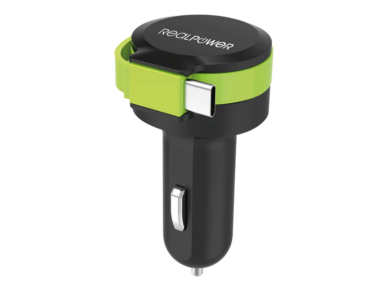 RealPower Auto-Netzteil - 4.8 A - 2 Ausgabeanschlussstellen (USB, USB-C) 257636