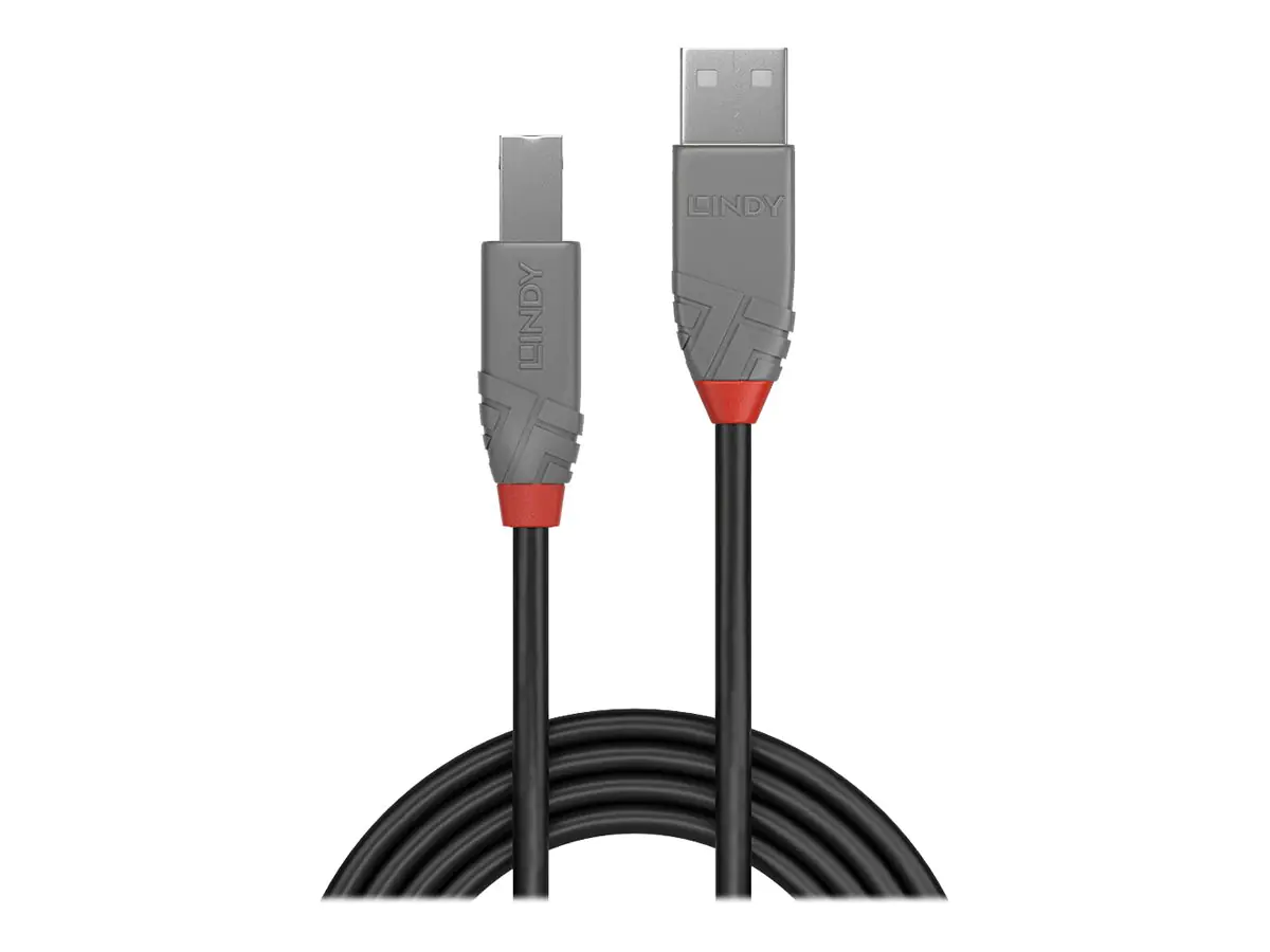 Lindy Anthra Line - USB-Kabel - USB (M) zu USB Typ B (M) - USB 2.0 - 50 cm - rund - Schwarz Lindy Anthra Line - USB-Kabel - USB (M) zu USB Typ B (M) - USB 2.0 - 50 cm - rund - Schwarz