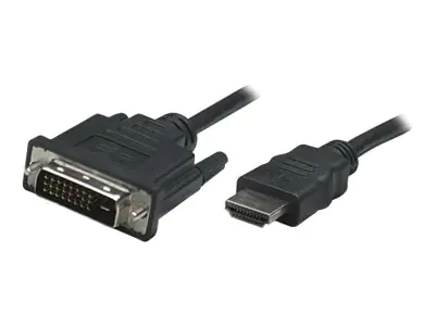Manhattan HDMI to DVI-D 24+1 Cable, 1m, Male to Male, Black, Dual Link, Compatible with DVD-D, Lifetime Warranty, Polybag - Adapterkabel - Dual Link - HDMI männlich zu DVI-D männlich - 1 m - abgeschirmt - Schwarz - geformt, Daumenschrauben, 1080p-Unterstü Manhattan HDMI to DVI-D 24+1 Cable, 1m, Male to Male, Black, Dual Link, Compatible with DVD-D, Lifetime Warranty, Polybag - Adapterkabel - Dual Link - HDMI männlich zu DVI-D männlich - 1 m - abgeschirmt - Schwarz - geformt, Daumenschrauben, 1080p-Unterstü