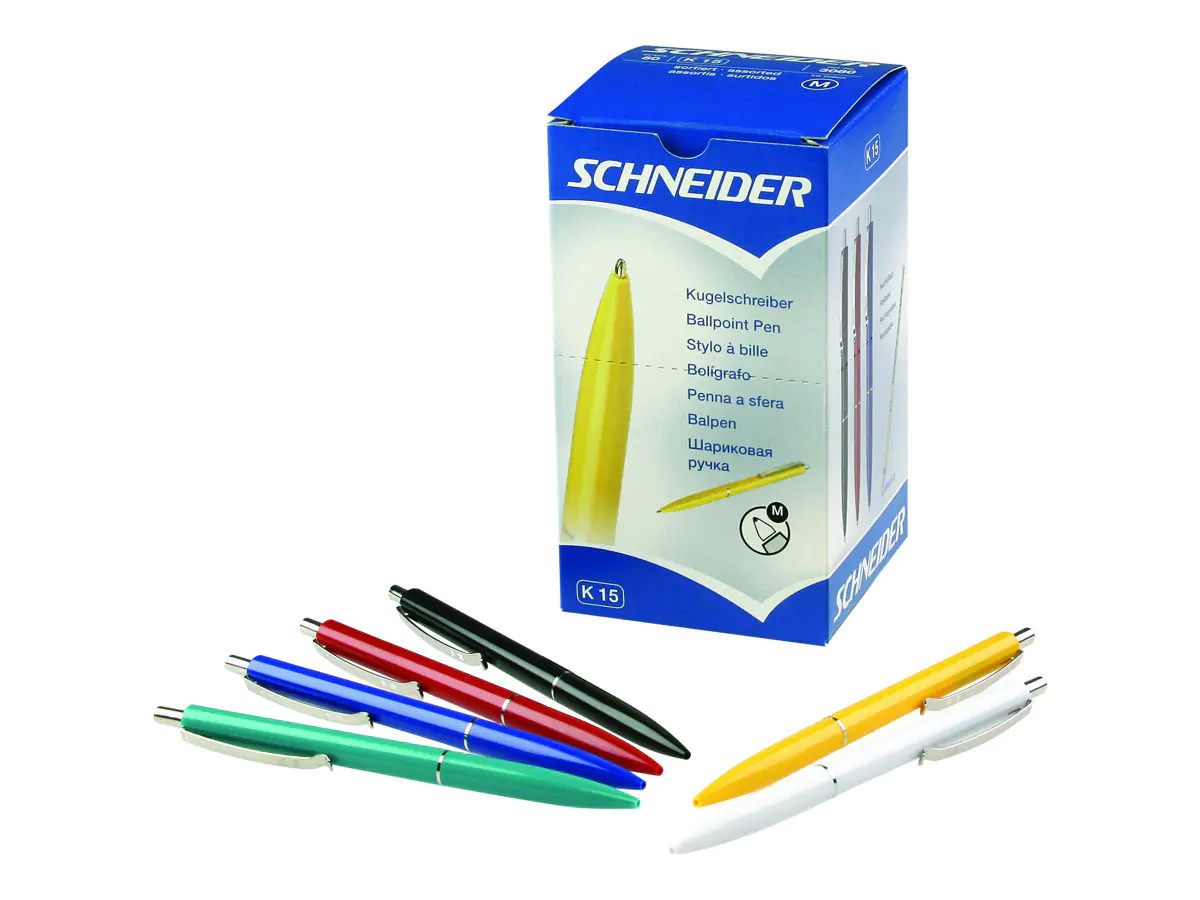 Schneider Kugelschreiber K15 3080 mit Metallclip farbig sortiert