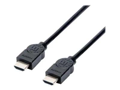 Manhattan HDMI Cable, 4K@30Hz (High Speed), 1.5m, Male to Male, Black, Ultra HD 4k x 2k, Fully Shielded, Gold Plated Contacts, Lifetime Warranty, Polybag - HDMI-Kabel - HDMI männlich zu HDMI männlich - 1.5 m - Doppelisolierung - Schwarz - geformt, 4K Unte Manhattan HDMI Cable, 4K@30Hz (High Speed), 1.5m, Male to Male, Black, Ultra HD 4k x 2k, Fully Shielded, Gold Plated Contacts, Lifetime Warranty, Polybag - HDMI-Kabel - HDMI männlich zu HDMI männlich - 1.5 m - Doppelisolierung - Schwarz - geformt, 4K Unte