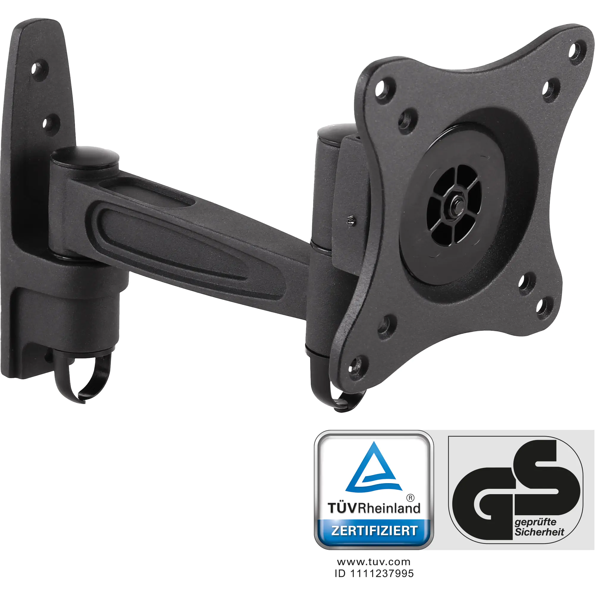 InLine - Befestigungskit (Wandbefestigung, Gelenkarm) - für LCD-Display - Aluminium - Schwarz - Bildschirmgröße: 33-68.6 cm (13"-27")