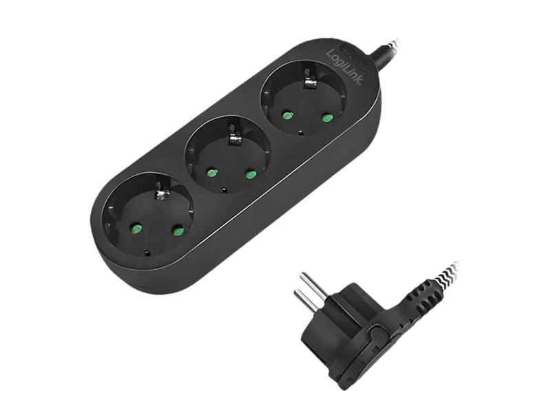 LogiLink Steckdosenleiste - Wechselstrom 250 V - 3680 Watt - Eingabe, Eingang CEE 7/4 - Ausgangsanschlüsse: 3 (3 x Stecker CEE 7/3) LPS261
