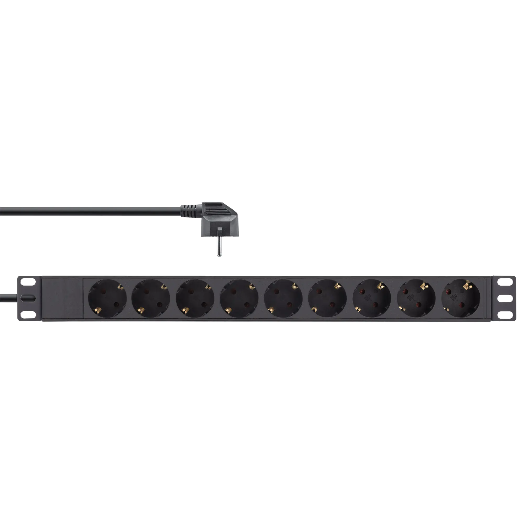 InLine 19" Steckdosenleiste - 9-fach Schutzkontakt - ohne Schalter - 2m - schwarz 16419I