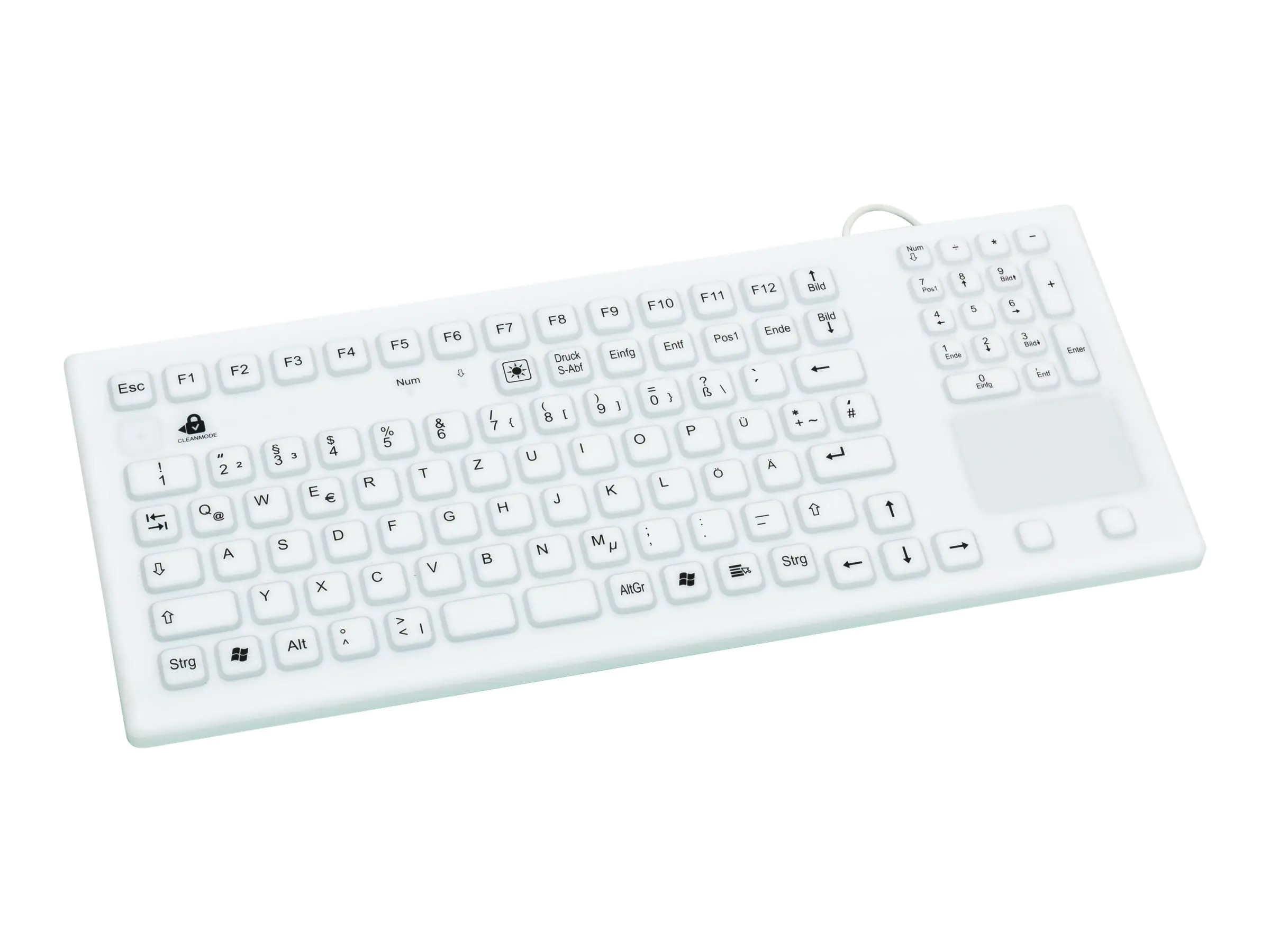 InduKey TKG-107-TOUCH - Tastatur - mit Touchpad - USB - Deutsch - weiß