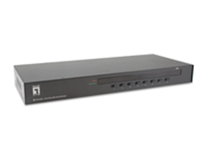LevelOne 8-Port PS/2-USB VGA KVM Switch, 2048 x 1536 Pixel, Rack-Einbau, 1U, Schwarz KVM-3208