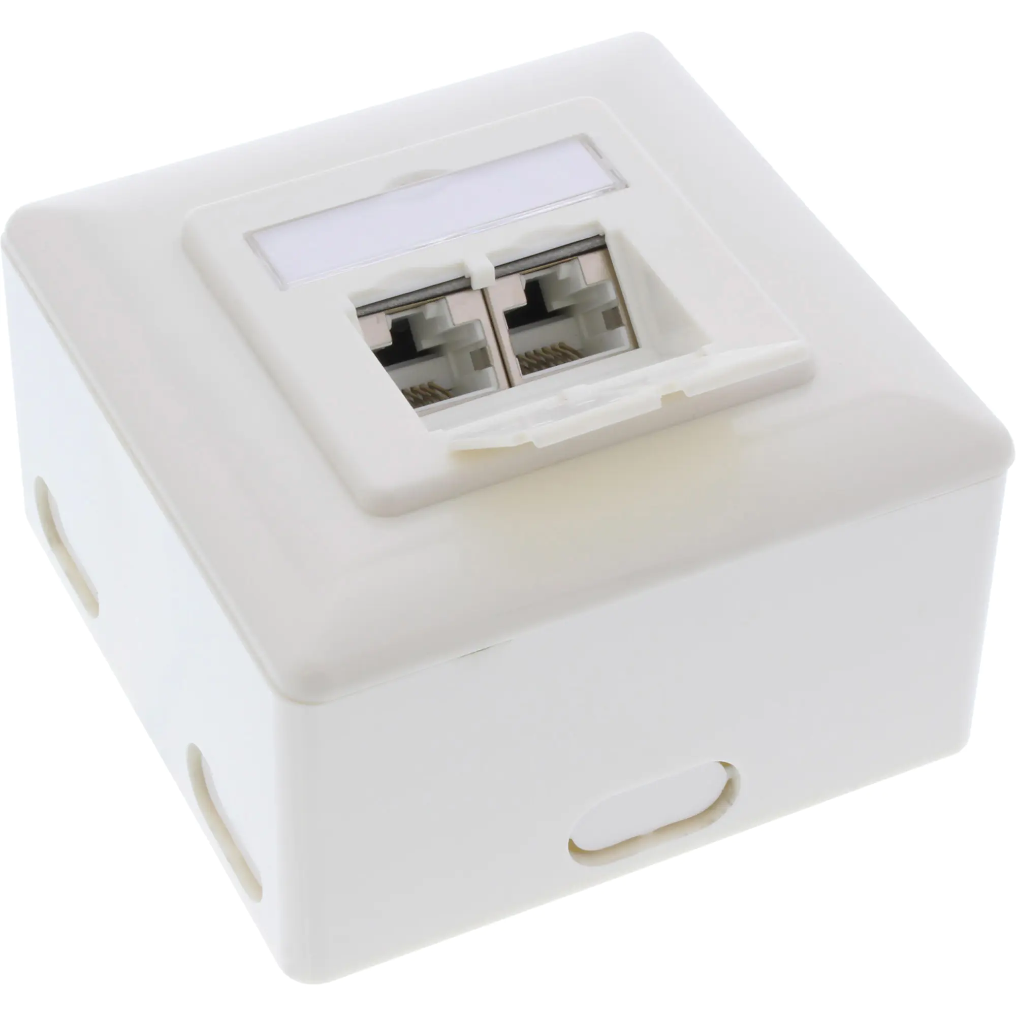 InLine Cat.6A Anschlussdose - AP/UP 2x RJ45 Buchse - RAL9010 - weiß - senkrecht 76842S
