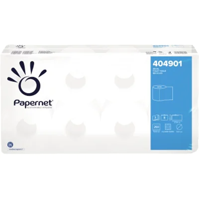 Papernet Toilettenpapier 404901 3lagig 250Blatt weiß 8 Rl./Pack. Papernet Toilettenpapier 404901 3lagig 250Blatt weiß 8 Rl./Pack.