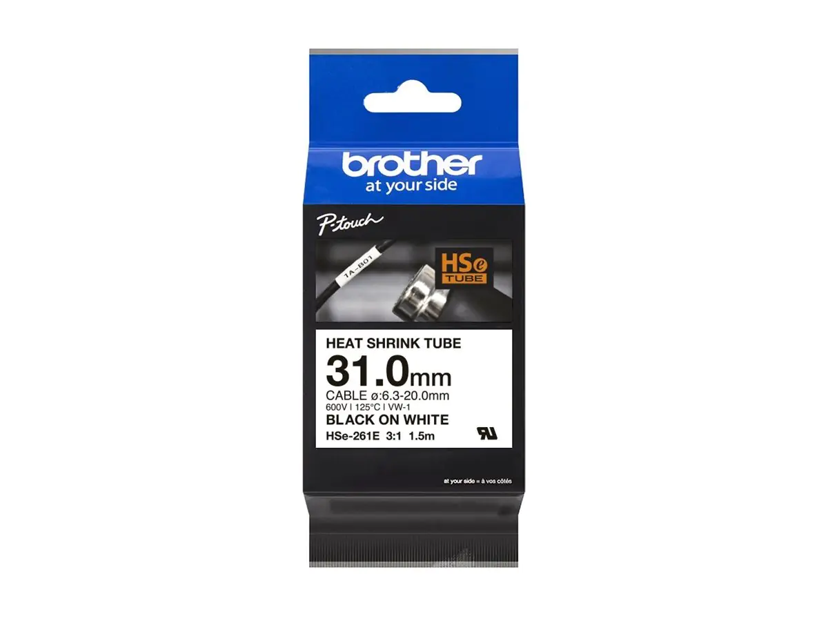 Brother HSe-261E - Schwarz auf Weiß - Rolle (3,1 cm x 1,5 m) HSE261E