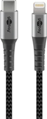 Goobay 49270, 0,5 m, USB C, Lightning, Männlich, Männlich, Schwarz, Grau