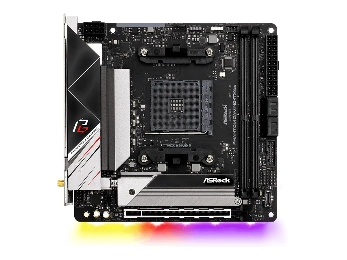 ASRock B550 Phantom Gaming-ITX/ax - Motherboard - Mini-ITX - Socket AM4 - AMD B550 Chipsatz - USB-C Gen2, USB 3.2 Gen 1, USB 3.2 Gen 2 - 2.5 Gigabit LAN, Wi-Fi, Bluetooth - Onboard-Grafik (CPU erforderlich) - HD Audio (8-Kanal)