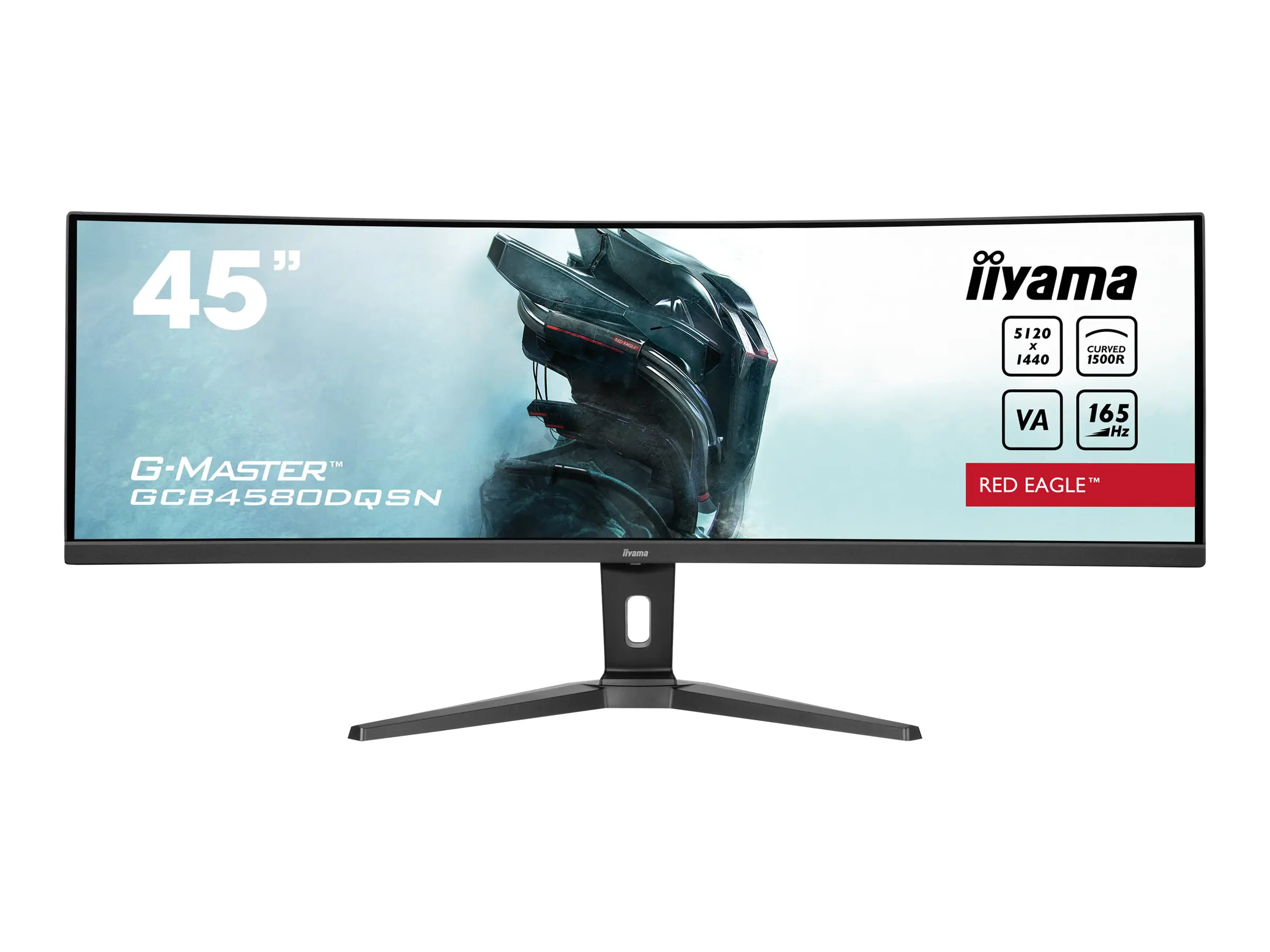 iiyama G-MASTER Red Eagle GCB4580DQSN-B1 - LED-Monitor - Gaming - gebogen - 114.3 cm (45") (44.5" sichtbar) - 5120 x 1440 Dual Quad HD @ 165 Hz - VA - 450 cd/m² - 3000:1 - HDR400 - 0.8 ms - 2xHDMI, DisplayPort - Lautsprecher - Schwarz, Matte iiyama G-MASTER Red Eagle GCB4580DQSN-B1 - LED-Monitor - Gaming - gebogen - 114.3 cm (45") (44.5" sichtbar) - 5120 x 1440 Dual Quad HD @ 165 Hz - VA - 450 cd/m² - 3000:1 - HDR400 - 0.8 ms - 2xHDMI, DisplayPort - Lautsprecher - Schwarz, Matte