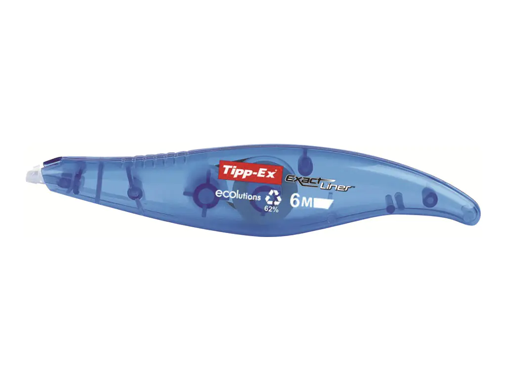BIC Tipp-Ex Exact Liner ecolutions - Korrekturrolle - 5 mm x 6 m - Polyester - durchsichtig-blaues Gehäuse (Packung mit 10) 8104755