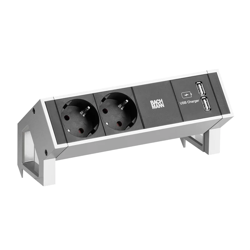 Bachmann DESK 2 - Steckdosenleiste - Eingabe, Eingang GST18 - Ausgangsanschlüsse: 2 (2 x USB, 2 x Spannung) - 20 cm Schnur - Deutschland - weiß