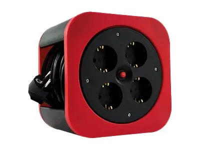 REV Cable box S - Verlängerungsrolle - Wechselstrom 230 V - 3000 Watt - Ausgangsanschlüsse: 4 (4 x Spannung) - 10 m Schnur - Rot