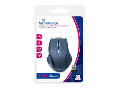 MEDIARANGE Maus - optisch - 5 Tasten - kabellos - kabelloser Empfänger (USB) MROS203