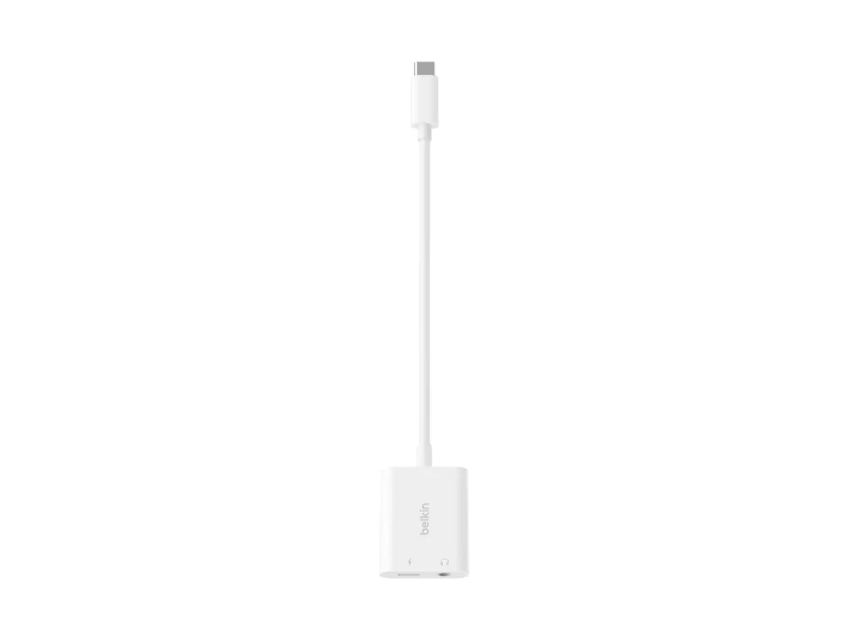 Belkin RockStar - USB-C zu Kopfhöreranschluss / Ladeadapter - USB-C männlich zu USB-C, Mini-Stecker weiblich - USB Power Delivery (60W) NPA004BTWH