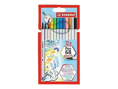 STABILO® Pinselstift Pen 68 brush farbig sortiert 12 St./Pack.