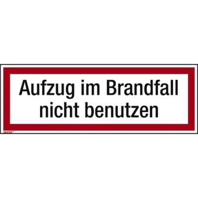 Hinweisschild Aufzug im Brandfall 297x105mm Folie Hinweisschild Aufzug im Brandfall 297x105mm Folie