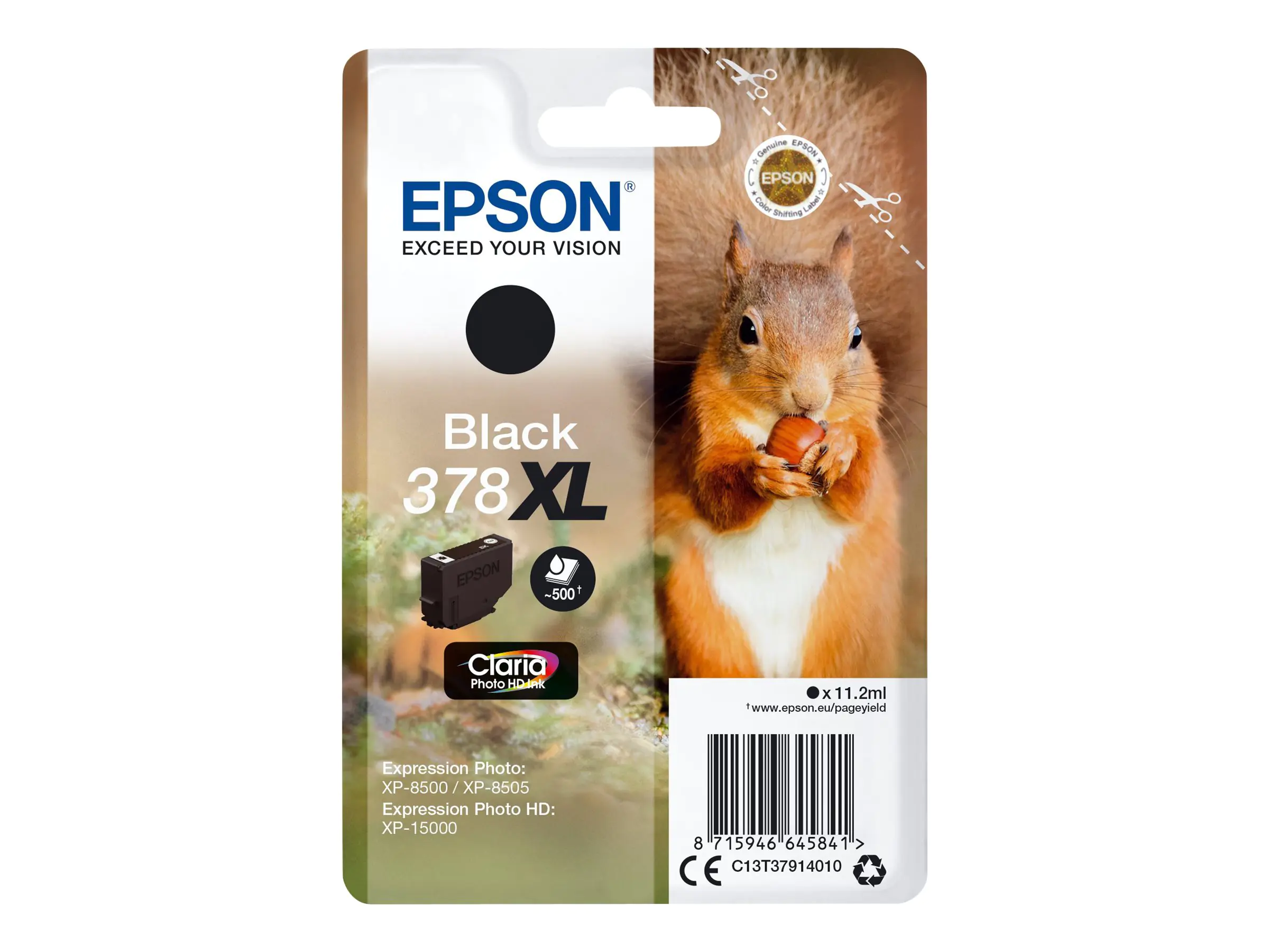 Epson 378XL - 11.2 ml - XL - Schwarz - Original - Blisterverpackung - Tintenpatrone - für Expression Home XP-8605, 8606; Expression Home HD XP-15000; Expression Photo XP-8500, 8505 Epson 378XL - 11.2 ml - XL - Schwarz - Original - Blisterverpackung - Tintenpatrone - für Expression Home XP-8605, 8606; Expression Home HD XP-15000; Expression Photo XP-8500, 8505