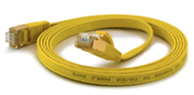 WANTEC Flaches CAT6A FTP Patchkabel, 0,1 m, Cat6a, F/UTP (FTP), RJ-45, RJ-45, Gelb 7057