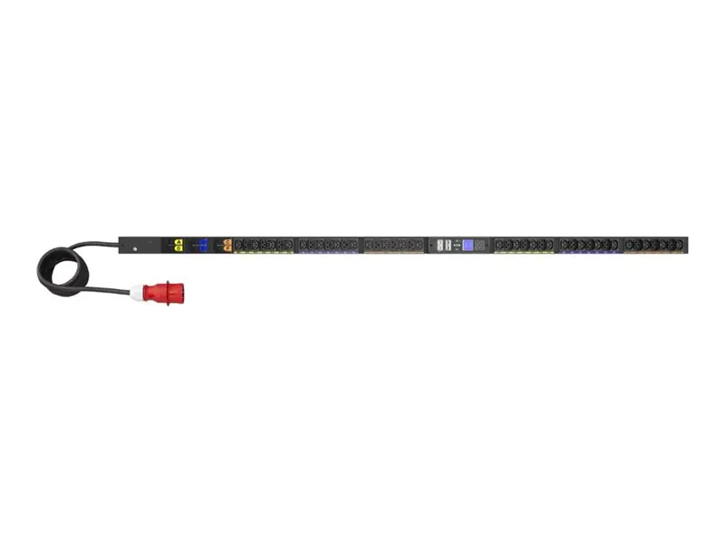 Eaton G4 - Stromverteilungseinheit (Rack - einbaufähig) - gemessener Eingang - AC 240-415 V - 22 kW - 3 Phasen - Ethernet 10/100/1000 - Eingabe, Eingang IEC 60309 32A - Ausgangsanschlüsse: 42 (24 x IEC 60320 C13, 18 x IEC 60320 C39) EVMIF332X