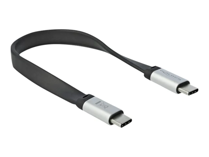 Delock - USB-Kabel - 24 pin USB-C (M) zu 24 pin USB-C (M) - USB 3.2 Gen 2 - 3 A - 22 cm - Schwarz, Silber Delock - USB-Kabel - 24 pin USB-C (M) zu 24 pin USB-C (M) - USB 3.2 Gen 2 - 3 A - 22 cm - Schwarz, Silber
