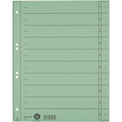 Leitz Trennblatt DIN A4, Überbreite Manilakarton, recycelt grün schwarz 100 St./Pack.