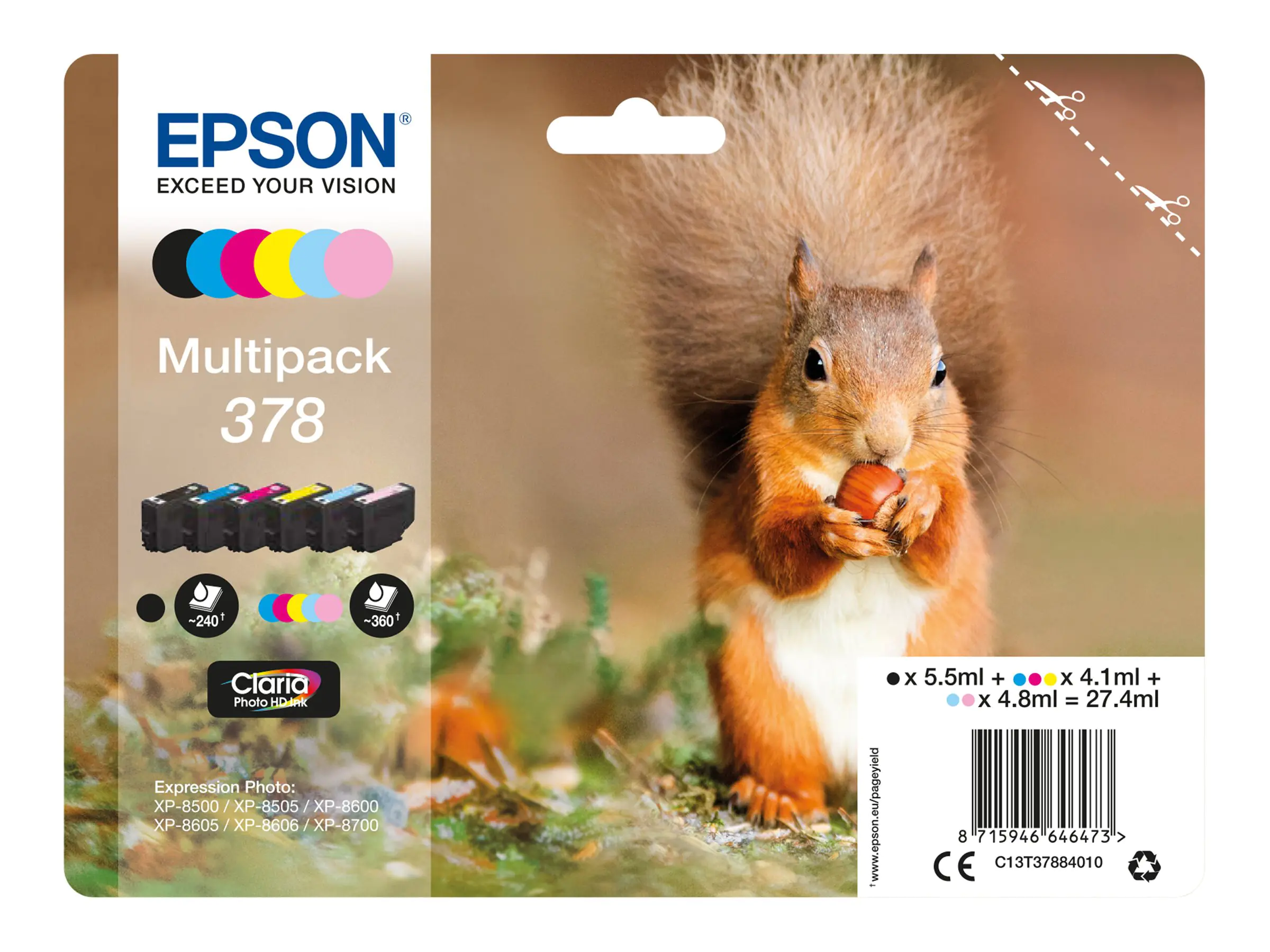 Epson Multipack 378 - 6er-Pack - Schwarz, Gelb C13T37884010