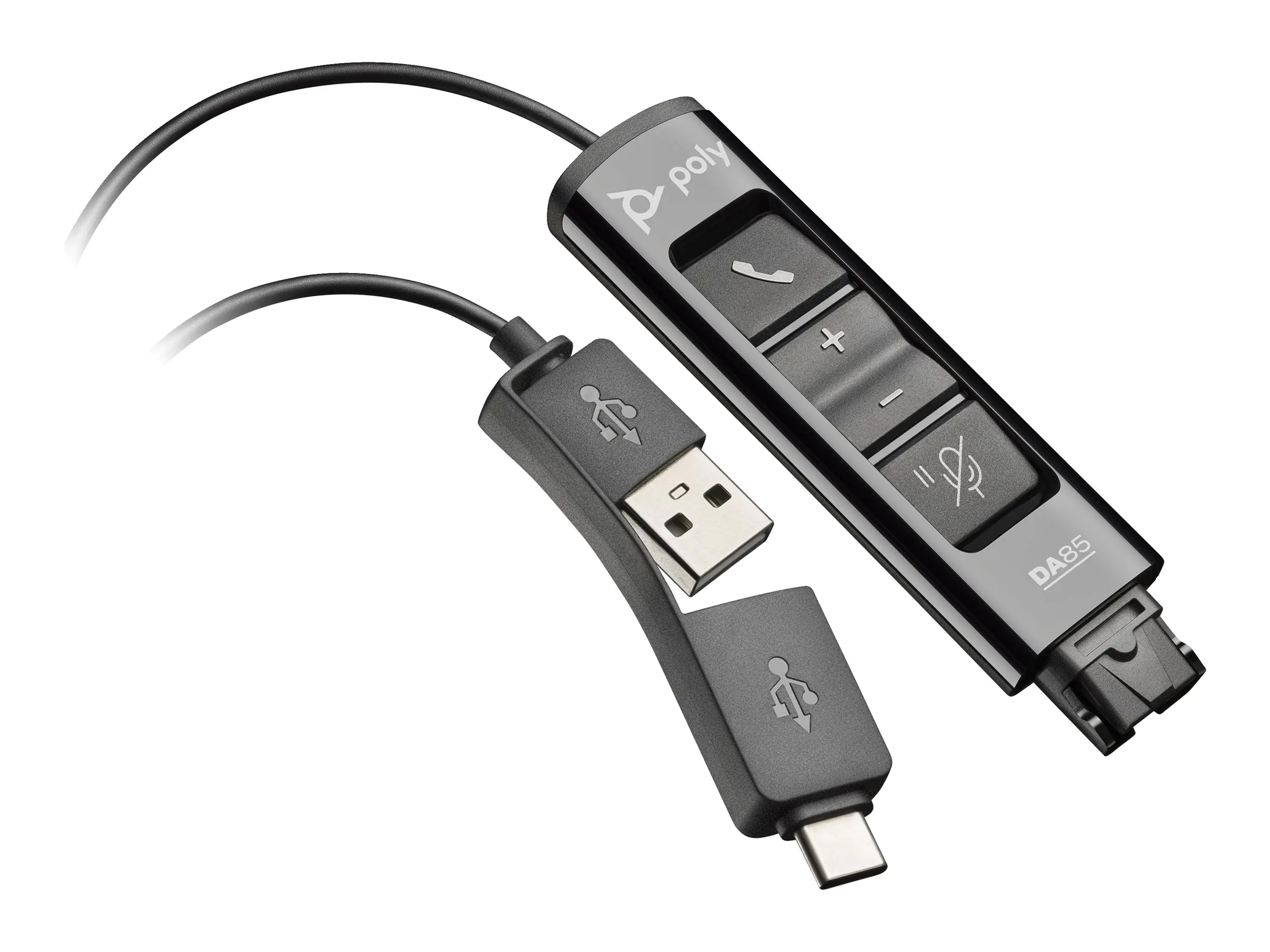Poly DA85 - Headset-Kabel - USB, 24 pin USB-C männlich zu Quick Disconnect männlich - 1.3 m - für OMEN 40L by HP GT21-1026nd; Poly DA70, DA75, DA80, DA85-M Poly DA85 - Headset-Kabel - USB, 24 pin USB-C männlich zu Quick Disconnect männlich - 1.3 m - für OMEN 40L by HP GT21-1026nd; Poly DA70, DA75, DA80, DA85-M