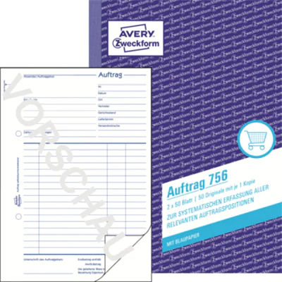 Avery Zweckform Auftragsformular 756 DIN A5 2x50Blatt Avery Zweckform Auftragsformular 756 DIN A5 2x50Blatt