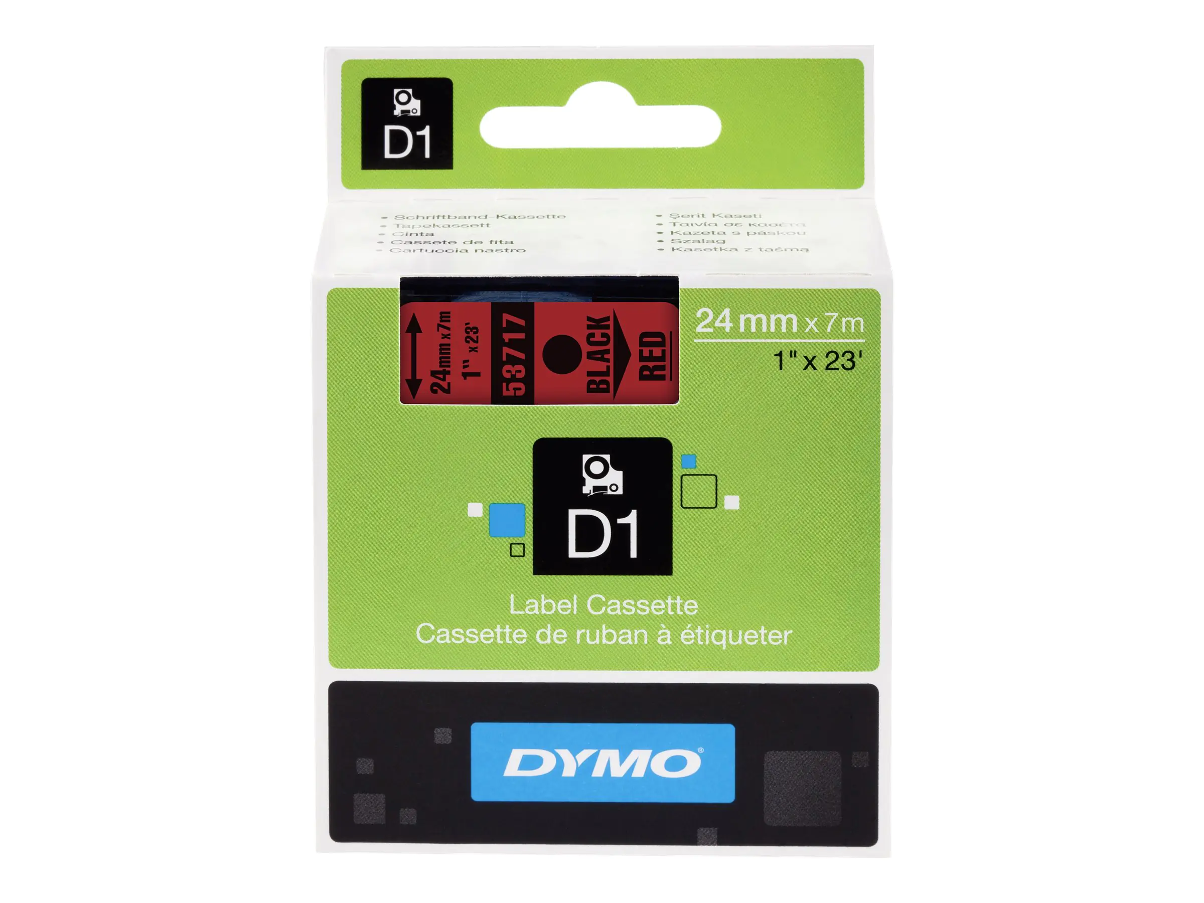 DYMO D1 - Selbstklebend - schwarz auf rot - Rolle (2,4 cm x 7 m) 1 Kassette(n) Etikettenband - für LabelMANAGER 500TS, PnP