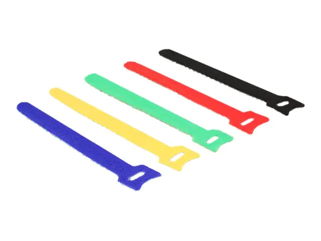 Delock farbig - Klettverschluss - 15 cm - Schwarz, Blau, Gelb, Rot, grün (Packung mit 10)
