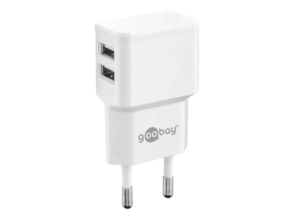 goobay Dual USB charger - Netzteil - 12 Watt - 2.4 A - 2 Ausgabeanschlussstellen (USB) - weiß