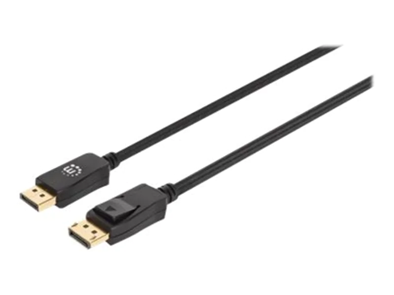 Manhattan DisplayPort 1.4 Cable, 8K@60hz, 1m, Braided Cable, Male to Male, With Latches, Fully Shielded, Black, Lifetime Warranty, Polybag - DisplayPort-Kabel - DisplayPort (M) zu DisplayPort (M) - DisplayPort 1.4 - 1 m - 4K Unterstützung, 8K Unterstützun
