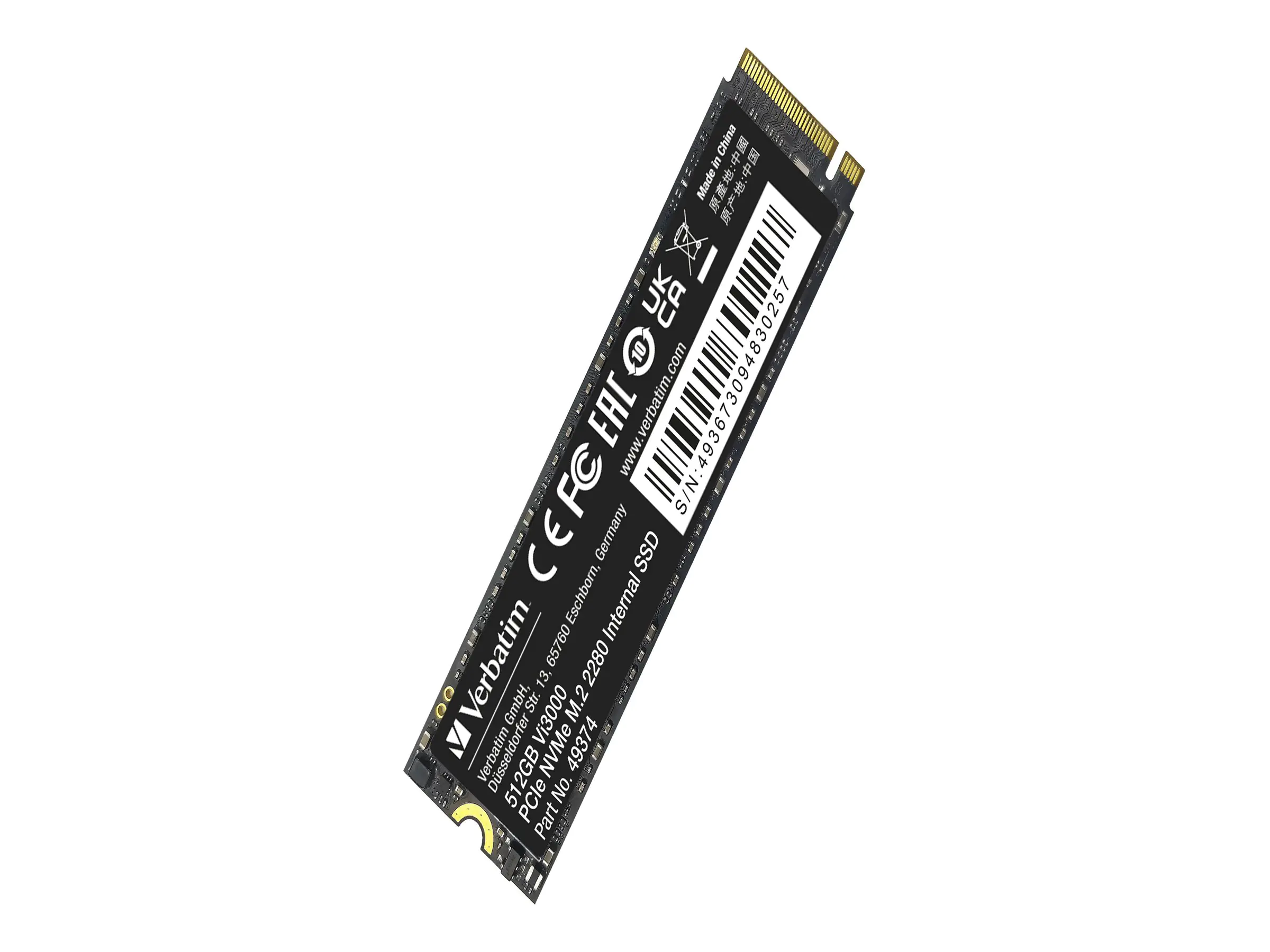 Verbatim Vi3000 - SSD - High Endurance - 256 GB - intern - M.2 2280 - PCIe 3.0 x4 (NVMe) Verbatim Vi3000 - SSD - High Endurance - 256 GB - intern - M.2 2280 - PCIe 3.0 x4 (NVMe)