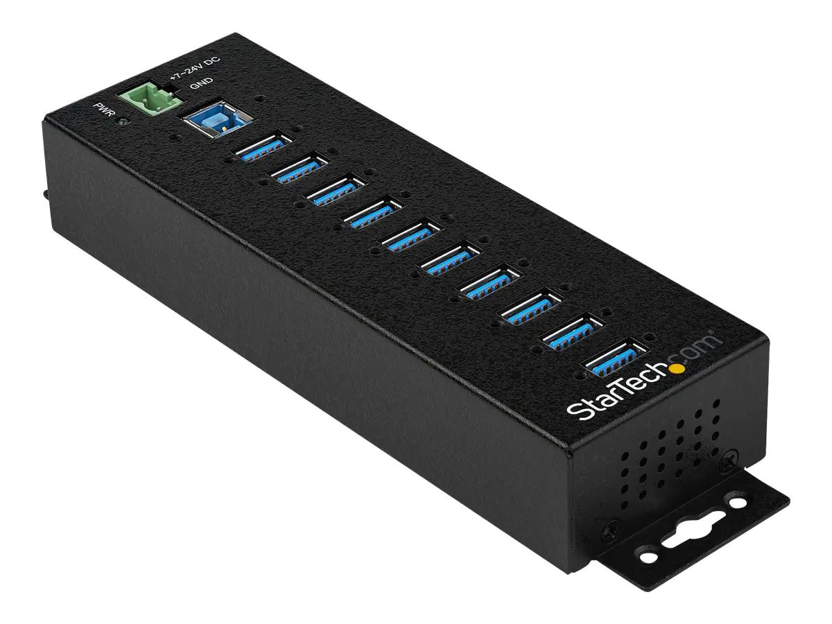 StarTech HB30A10AME USB 3.0 Hub (10-Port, Din-Rail, Industrielle Anwendung, externes Netzteil, Uberspannungsschutz, ESD, 350 W, 15 kV) - Hub - 10 x USB 3.2 Gen 1 - an DIN-Schiene montierbar, wandmontierbar - TAA-konform - für P/N: ITB20D3250 StarTech HB30A10AME USB 3.0 Hub (10-Port, Din-Rail, Industrielle Anwendung, externes Netzteil, Uberspannungsschutz, ESD, 350 W, 15 kV) - Hub - 10 x USB 3.2 Gen 1 - an DIN-Schiene montierbar, wandmontierbar - TAA-konform - für P/N: ITB20D3250