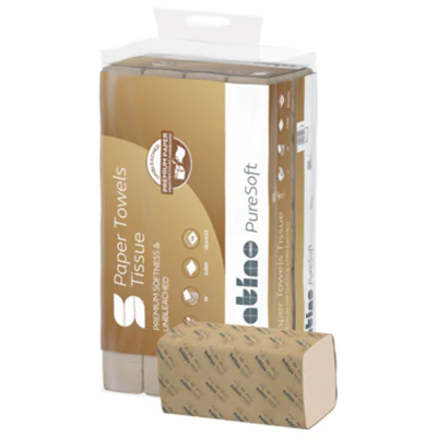 Satino Papierhandtuch PureSoft 24 x 23 cm (B x L) Papier, 100 % recycelte Wellpappe softbeige 20 x 160 Bl./Pack. Satino Papierhandtuch PureSoft 24 x 23 cm (B x L) Papier, 100 % recycelte Wellpappe softbeige 20 x 160 Bl./Pack.