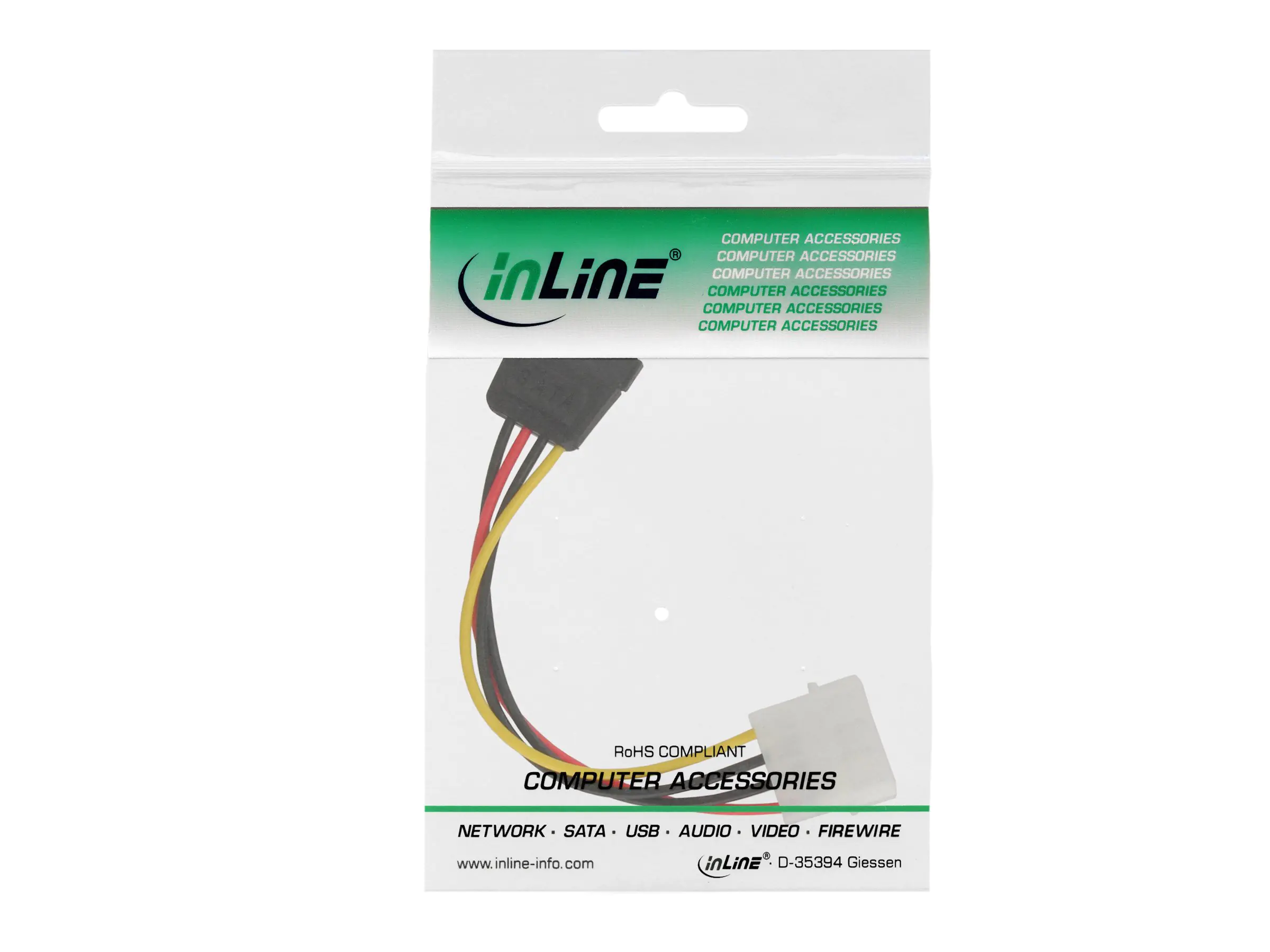 InLine SATA Stromadapterkabel - 1x 13,34cm (5,25") BU an 15pol SATA ST - 0,30m 29670C