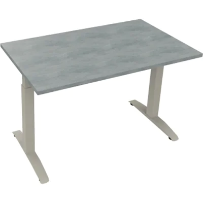 Schreibtisch Kufe Einzels. Quadrat B1200xT700xH650-850 si/Beton hell Schreibtisch Kufe Einzels. Quadrat B1200xT700xH650-850 si/Beton hell