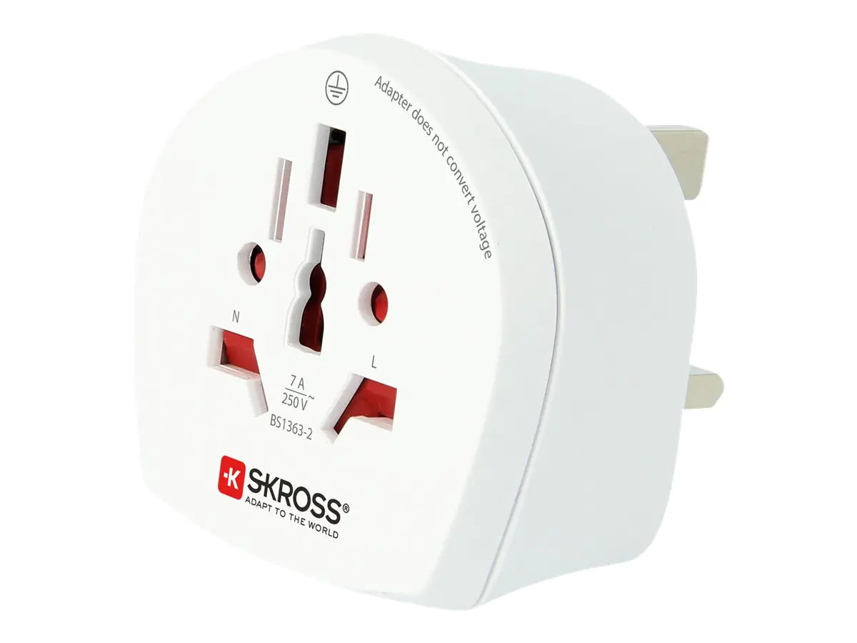 SKROSS Country Travel Adapter World to UK - Adapter für Power Connector - Wechselstrom 100-250 V - 7 A - weiß - Großbritannien