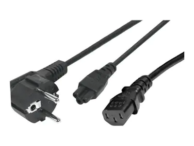 exertis Connect - Stromkabel - CEE 7 (M) zu IEC 60320 C5, IEC C13 - 10 A - 1.2/0.6/0.6 m - Y-Kabel - Schwarz