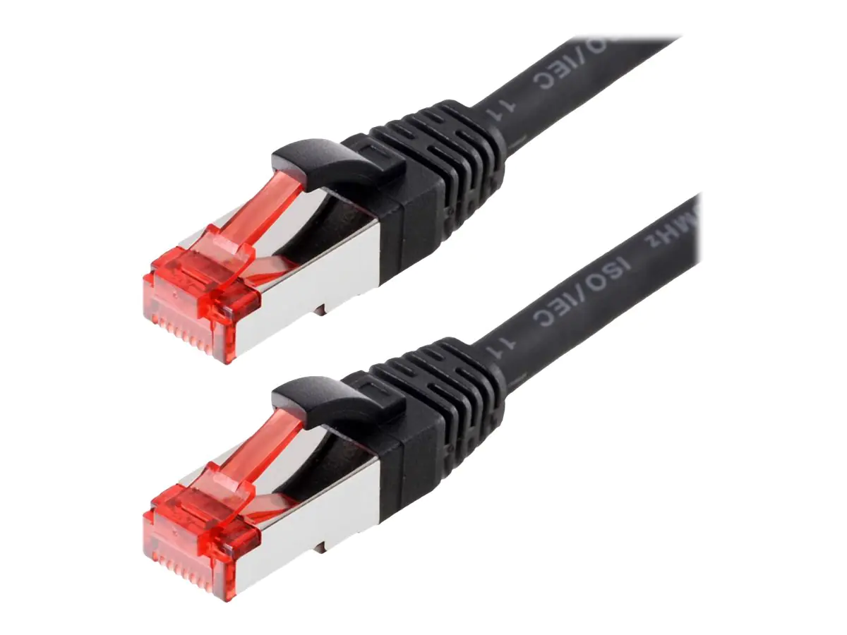 Helos - Patch-Kabel - RJ-45 (M) bis RJ-45 (M) - 2 m - SFTP, PiMF - CAT 6 - geformt, ohne Haken - Schwarz Helos - Patch-Kabel - RJ-45 (M) bis RJ-45 (M) - 2 m - SFTP, PiMF - CAT 6 - geformt, ohne Haken - Schwarz