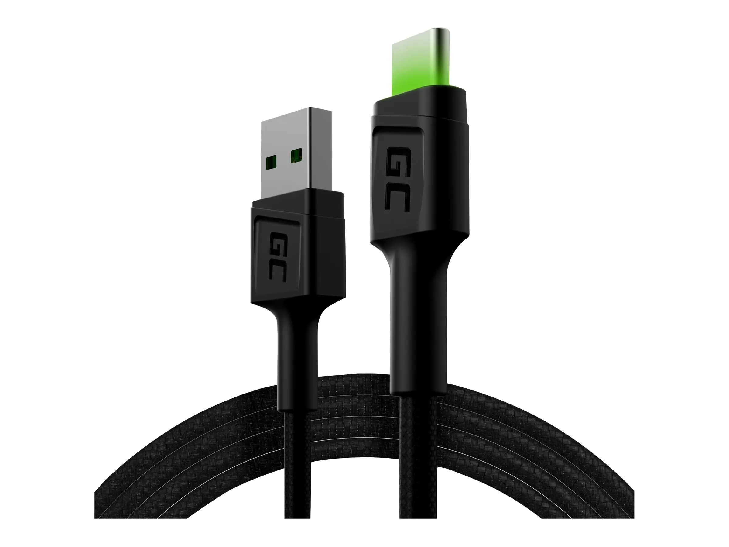 Green Cell GC Ray - USB-Kabel - USB-C (M) grüne LED-Beleuchtung zu USB (M) KABGC06