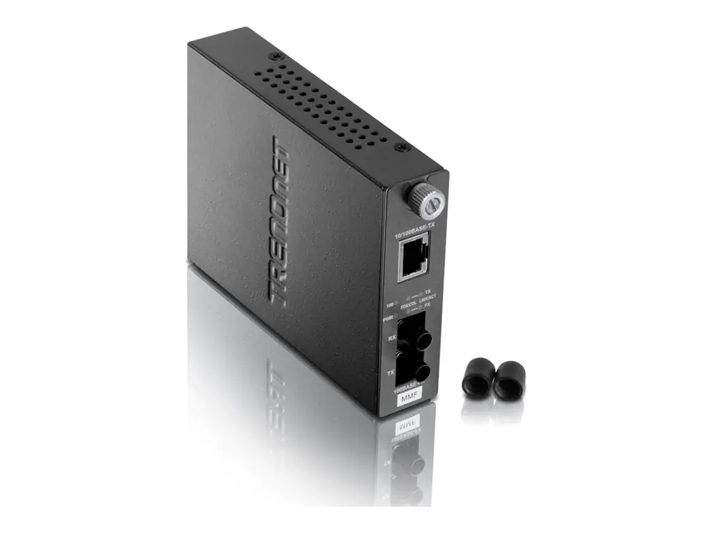 TRENDnet TFC-110 MST - Medienkonverter - 100Mb LAN - 10Base-T, 100Base-FX, 100Base-TX - ST multi-mode / RJ-45 - bis zu 2 km - TAA-konform