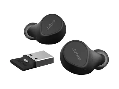 Jabra Evolve2 Buds UC - True Wireless-Kopfhörer mit Mikrofon - im Ohr - Bluetooth - aktive Rauschunterdrückung - Adapter USB-A via Bluetooth - Geräuschisolierung - Schwarz - Zoom Certified, optimiert für Google Meet Jabra Evolve2 Buds UC - True Wireless-Kopfhörer mit Mikrofon - im Ohr - Bluetooth - aktive Rauschunterdrückung - Adapter USB-A via Bluetooth - Geräuschisolierung - Schwarz - Zoom Certified, optimiert für Google Meet