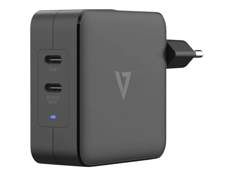 V7 - Netzteil - 3 A - 2 Ausgabeanschlussstellen (24 pin USB-C) - Schwarz