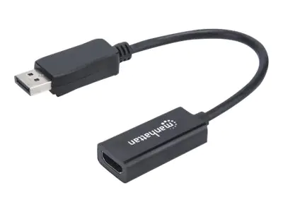 Manhattan DisplayPort 1.1 to HDMI Adapter Cable, 1080p@60Hz, Male to Female, Black, DP With Latch, Not Bi-Directional, Three Year Warranty, Polybag - Videoadapter - DisplayPort männlich zu HDMI weiblich - 20 cm - Schwarz - geformt, 1080p-Unterstützung Manhattan DisplayPort 1.1 to HDMI Adapter Cable, 1080p@60Hz, Male to Female, Black, DP With Latch, Not Bi-Directional, Three Year Warranty, Polybag - Videoadapter - DisplayPort männlich zu HDMI weiblich - 20 cm - Schwarz - geformt, 1080p-Unterstützung