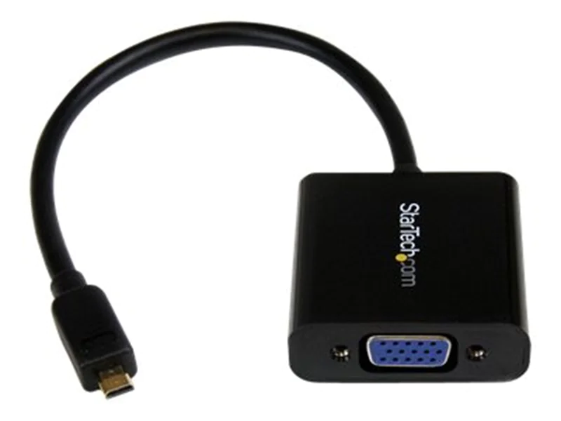 StarTech.com Micro-HDMI auf VGA-Adapter/Konverter für Smartphones/Ultrabook/Tablet - 1920x1080, 1920 x 1200 Pixel, 60 Hz, Schwarz, Aktiver Videokonverter, 0 - 60 °C, -10 - 70 °C MCHD2VGAE2